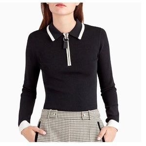 Grey Jason Wu Polo Black Knit Long Sleeves NWOT
